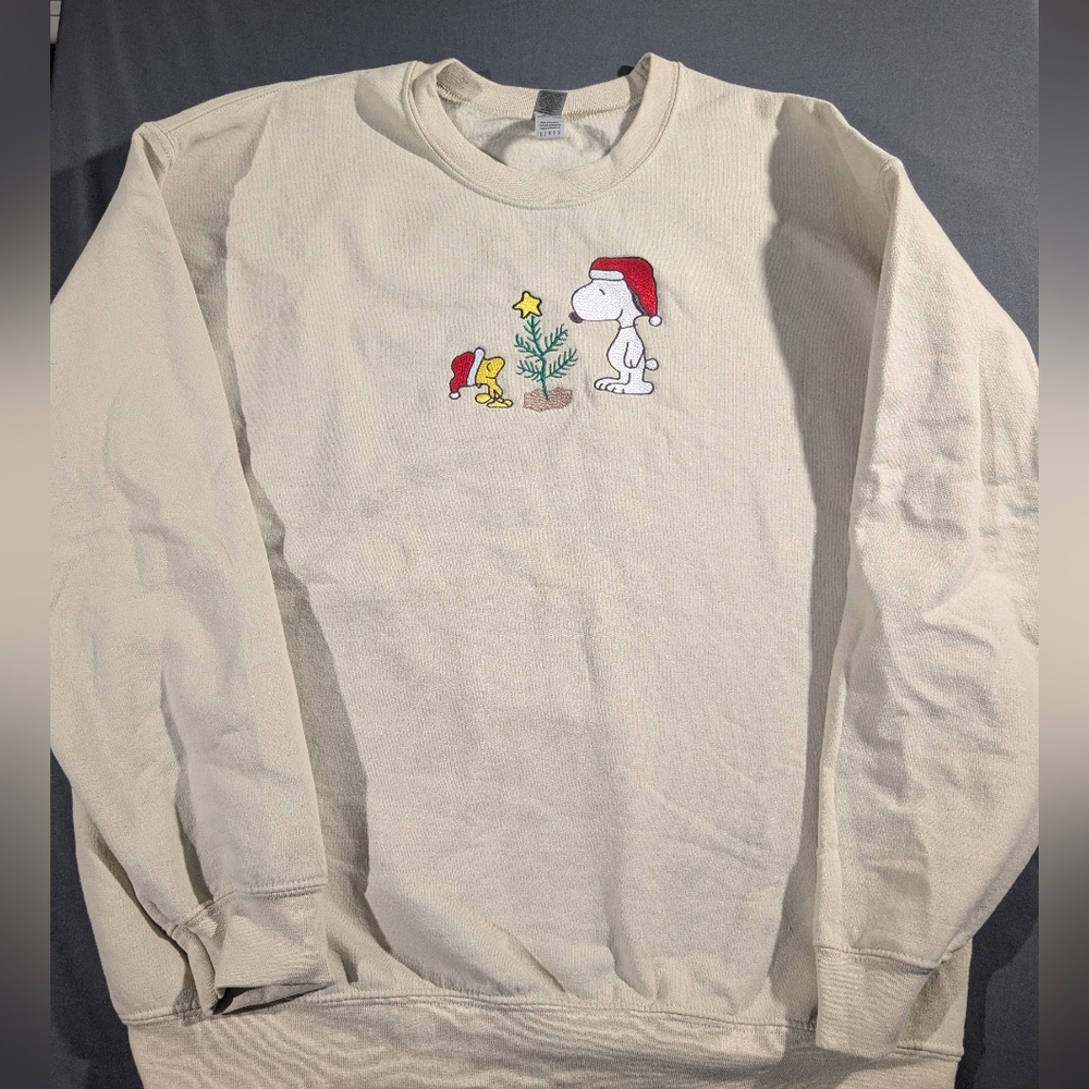 Gildan Cream Snoopy Holiday Crewneck Sweater
